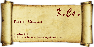 Kirr Csaba névjegykártya